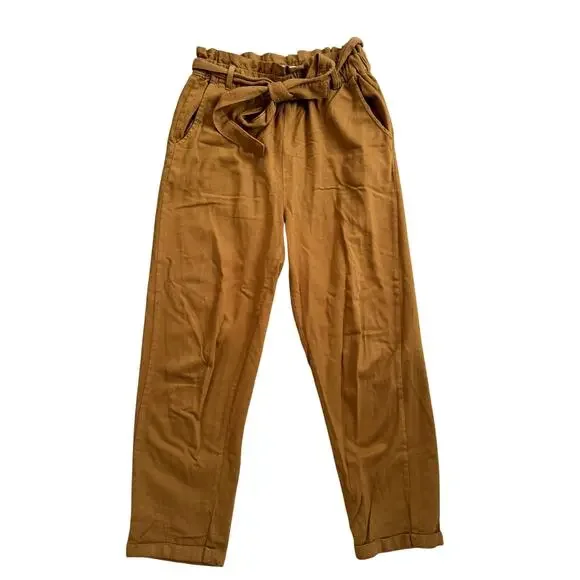 Carly Jean Los Angeles "Reid" Paperbag Pants - Pecan Brown Size Small - Picture 2 of 8